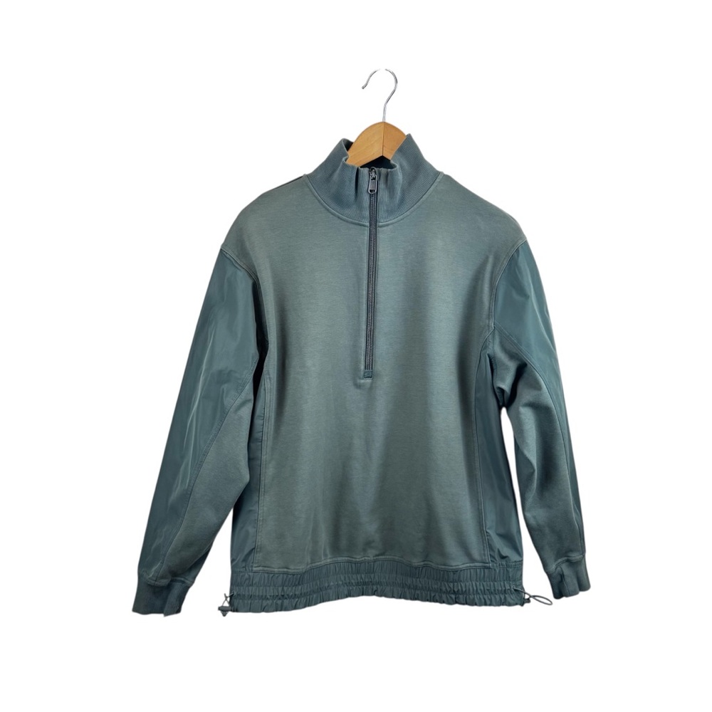 Athleta Triumph Hybrid half zip sweatshirt Bali Green Sz XS - Picture 8 of 17